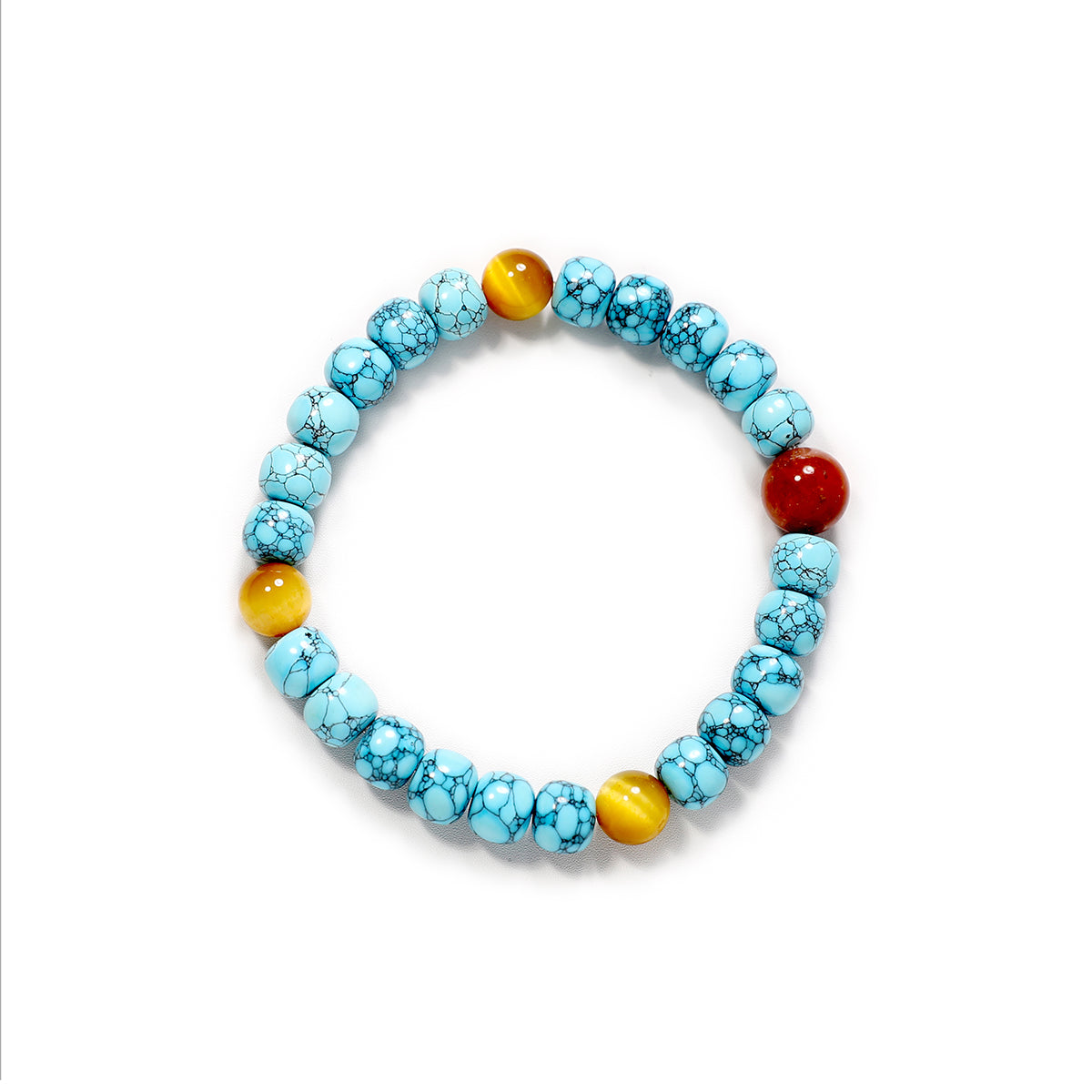 8mm blue magnesite tiger's eye crystal bracelet