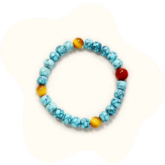 8mm blue magnesite tiger's eye crystal bracelet