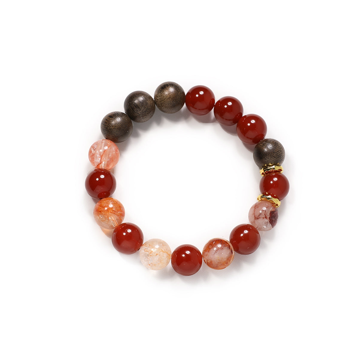 10mm agate with wooden beads crystal bracelet