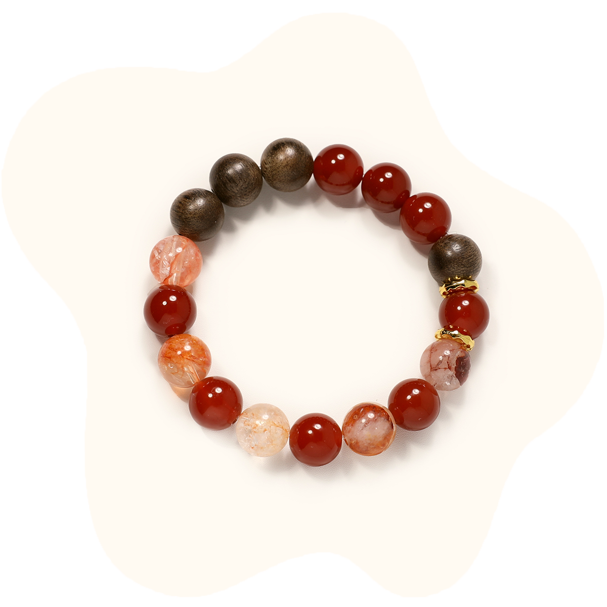 10mm agate with wooden beads crystal bracelet
