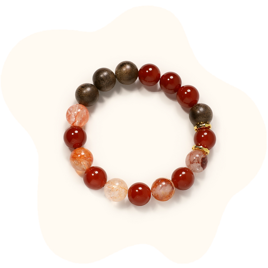 10mm agate with wooden beads crystal bracelet