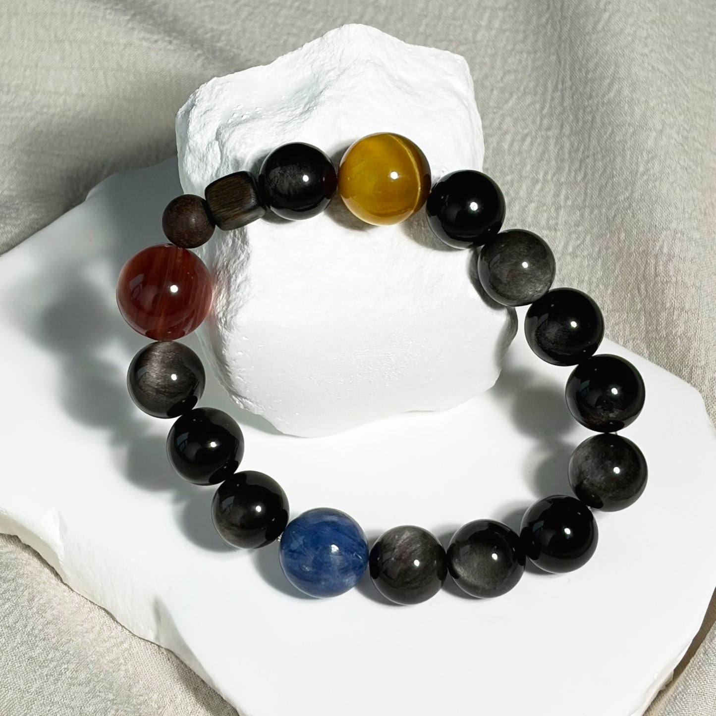 Silver Obsidian Tiger‘s eye Bracelet — Grounded & Guarded