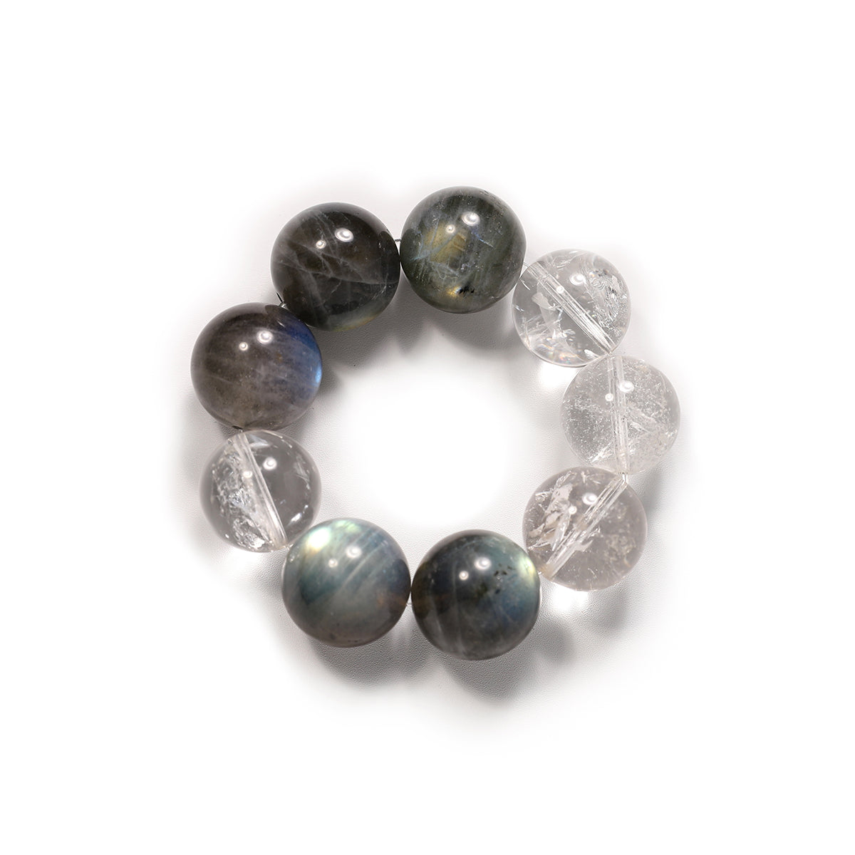 19mm moonstone with clear quartz crystal bracelet