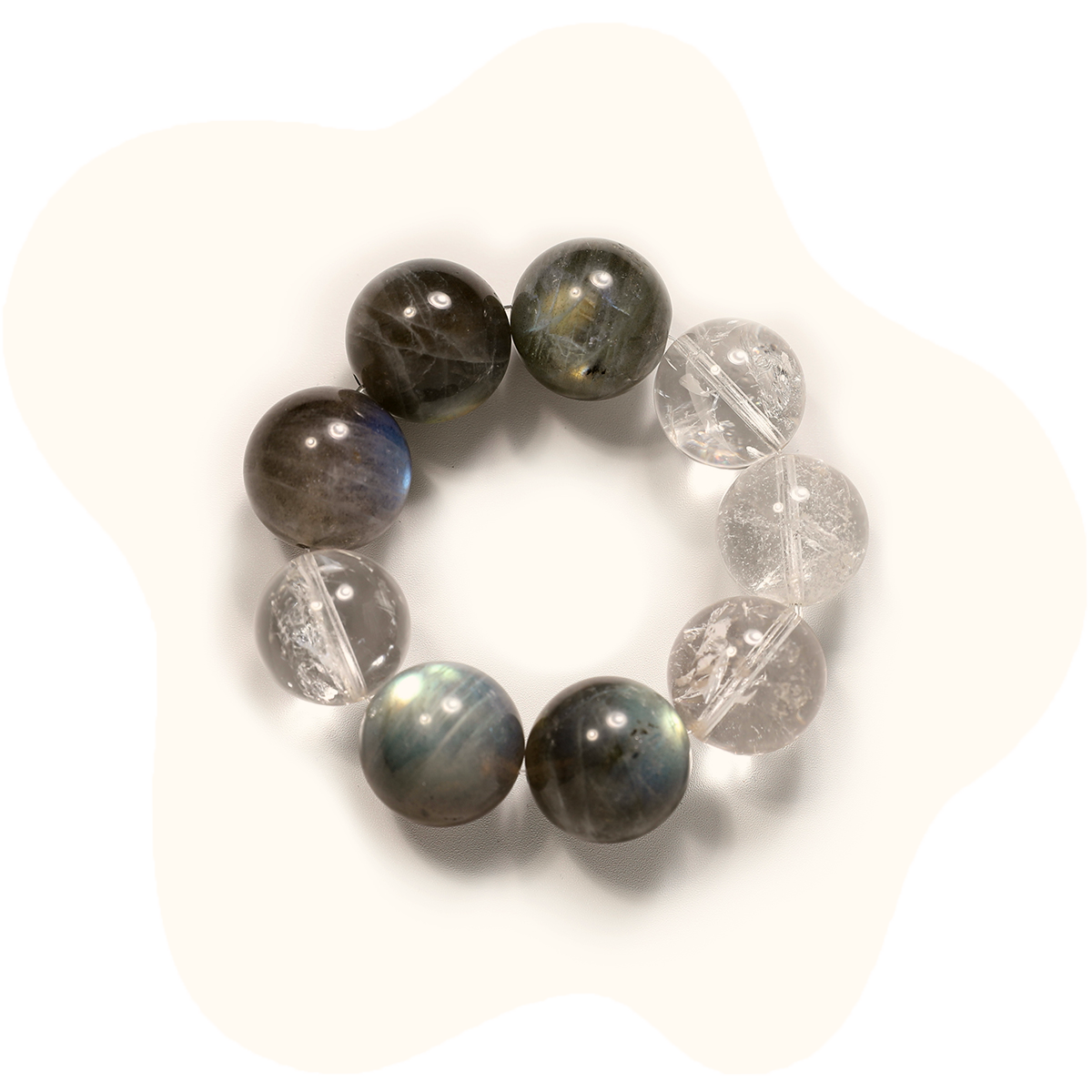 19mm moonstone with clear quartz crystal bracelet