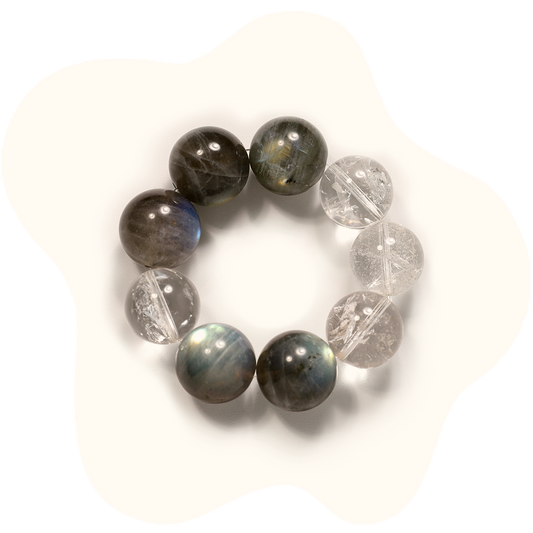 19mm moonstone with clear quartz crystal bracelet
