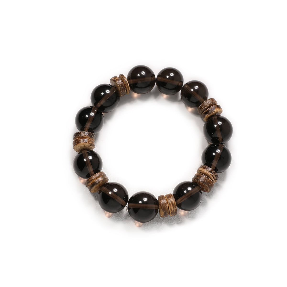 14mm citrine grey quartz crystal bracelet
