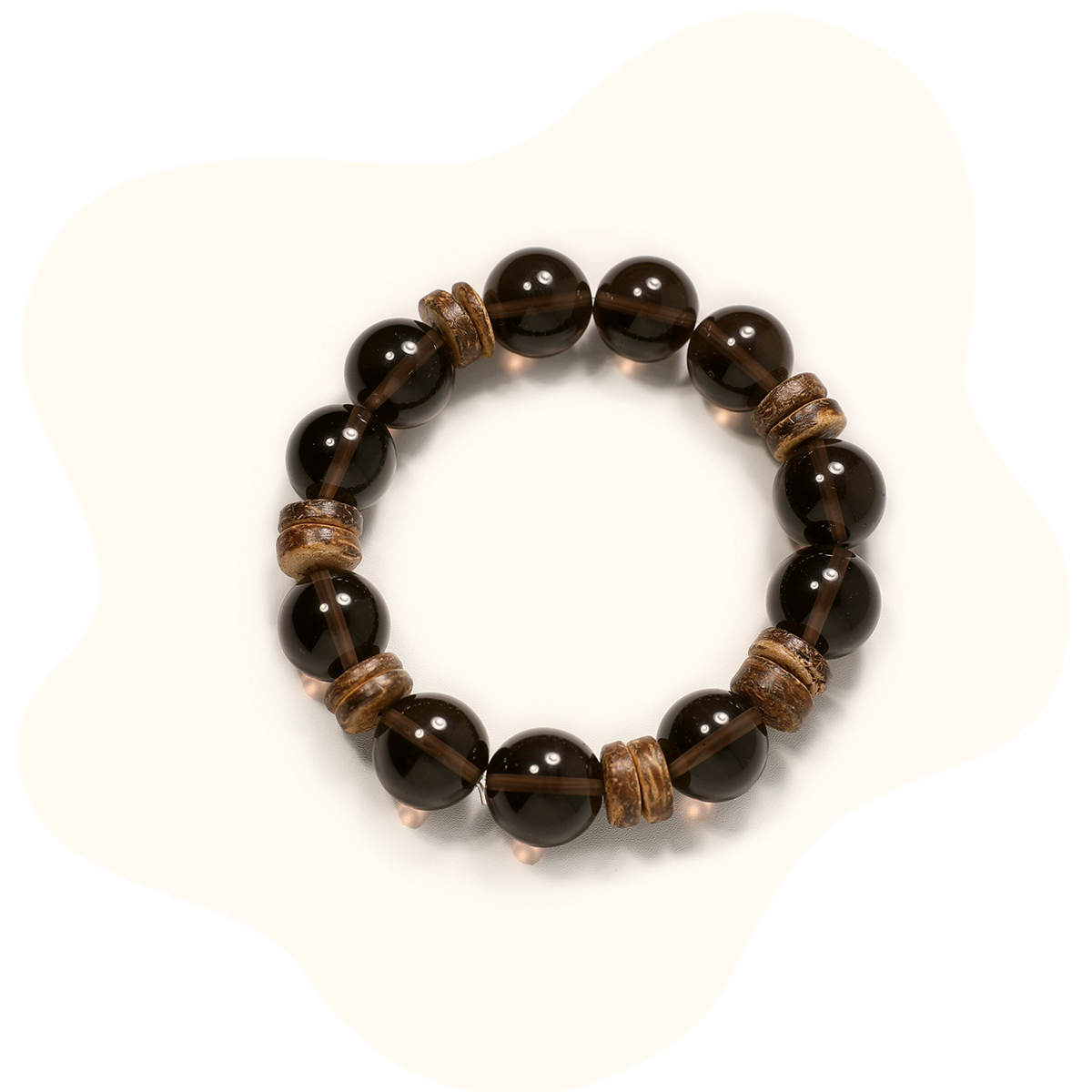 14mm citrine grey quartz crystal bracelet