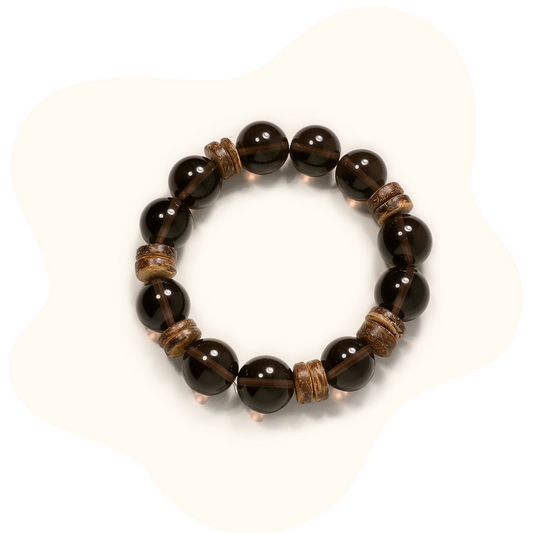 14mm citrine grey quartz crystal bracelet