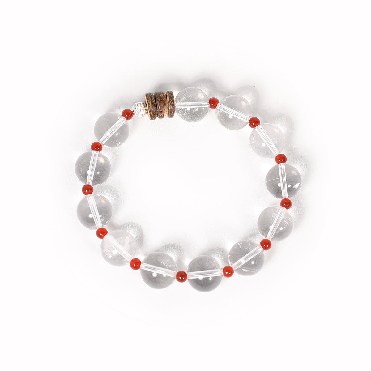 14mm clear quartz with agate crystal bracelet