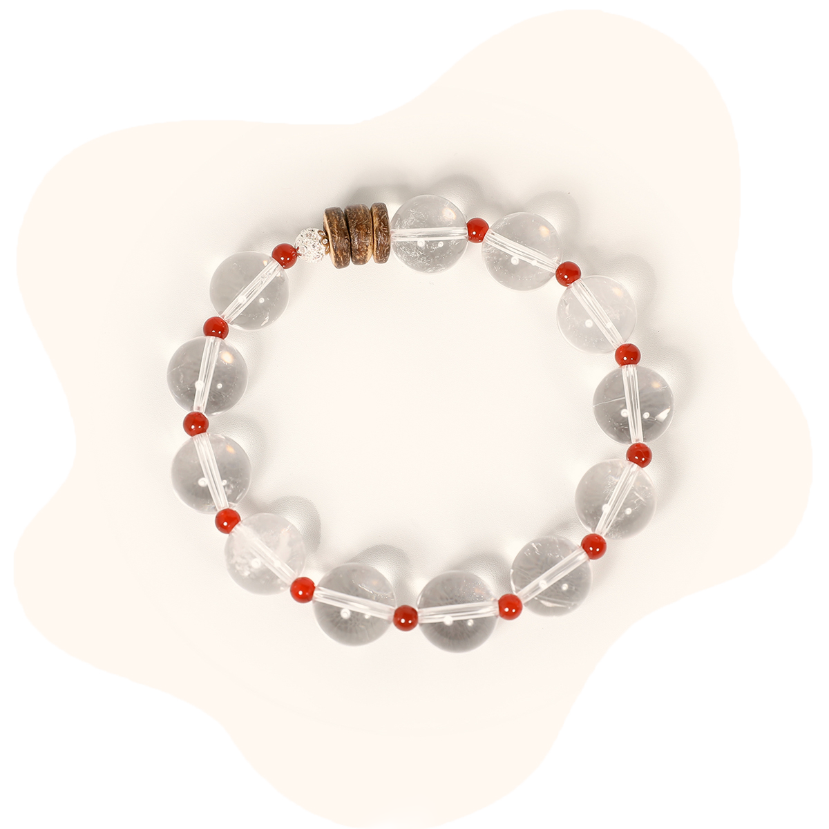 14mm clear quartz with agate crystal bracelet