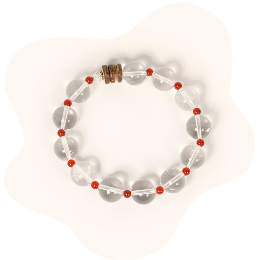 14mm clear quartz with agate crystal bracelet