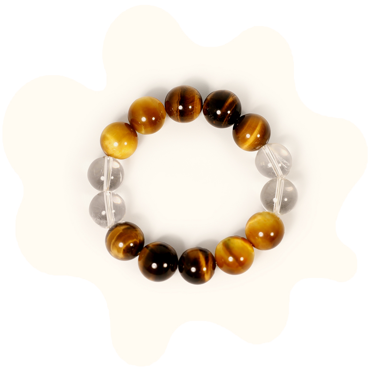 14mm tiger's eye with clear quartz crystal bracelet