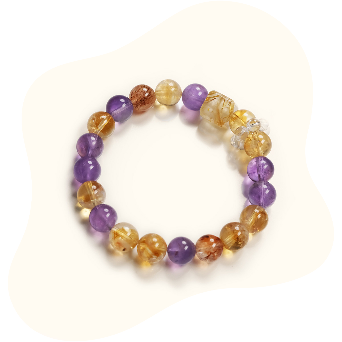 Premium Citrine+Amethyst Bracelet – High-Clarity Golden Crystal