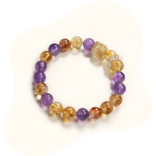 Premium Citrine+Amethyst Bracelet – High-Clarity Golden Crystal