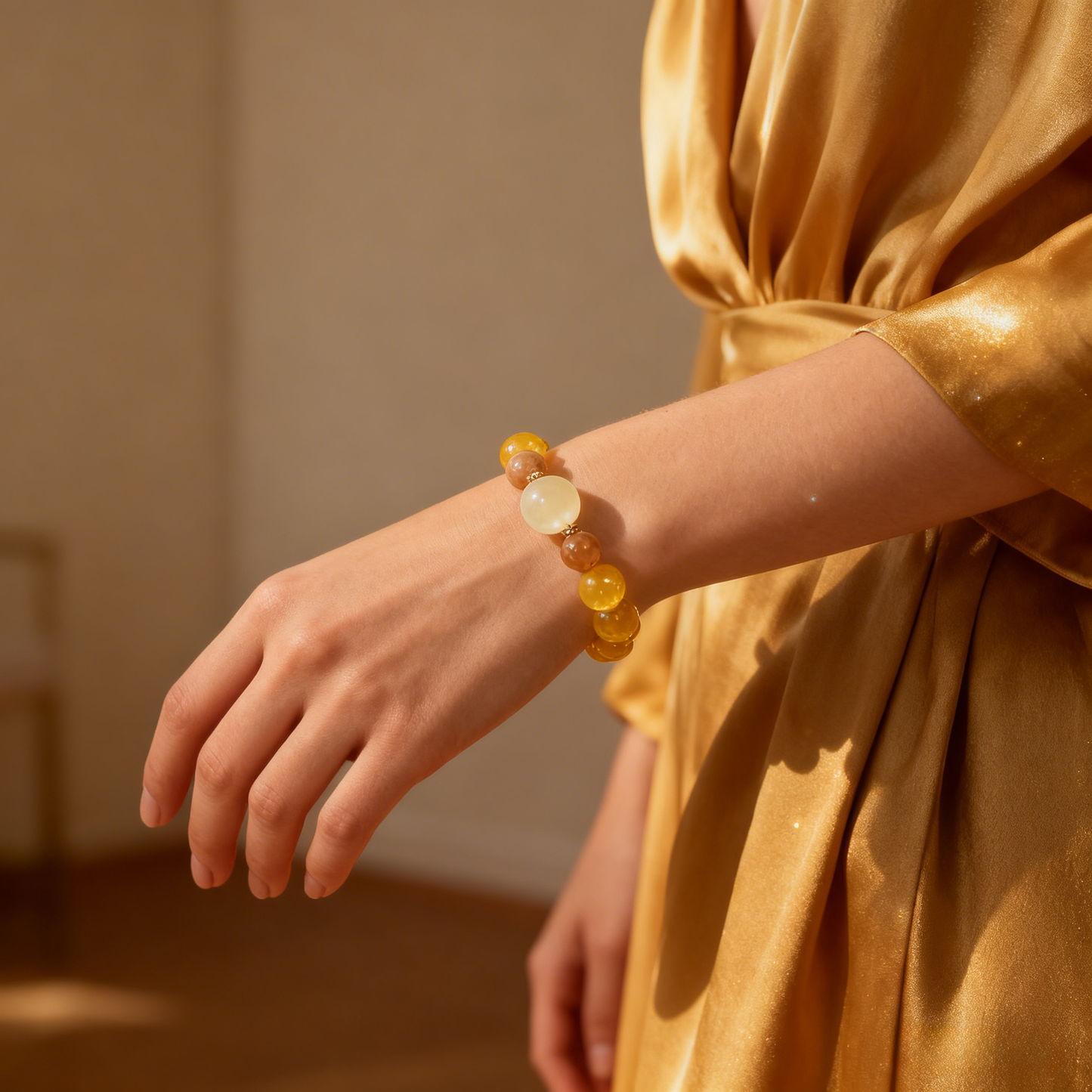 Natural Citrine Beaded Bracelet – Abundance & Positive Energy