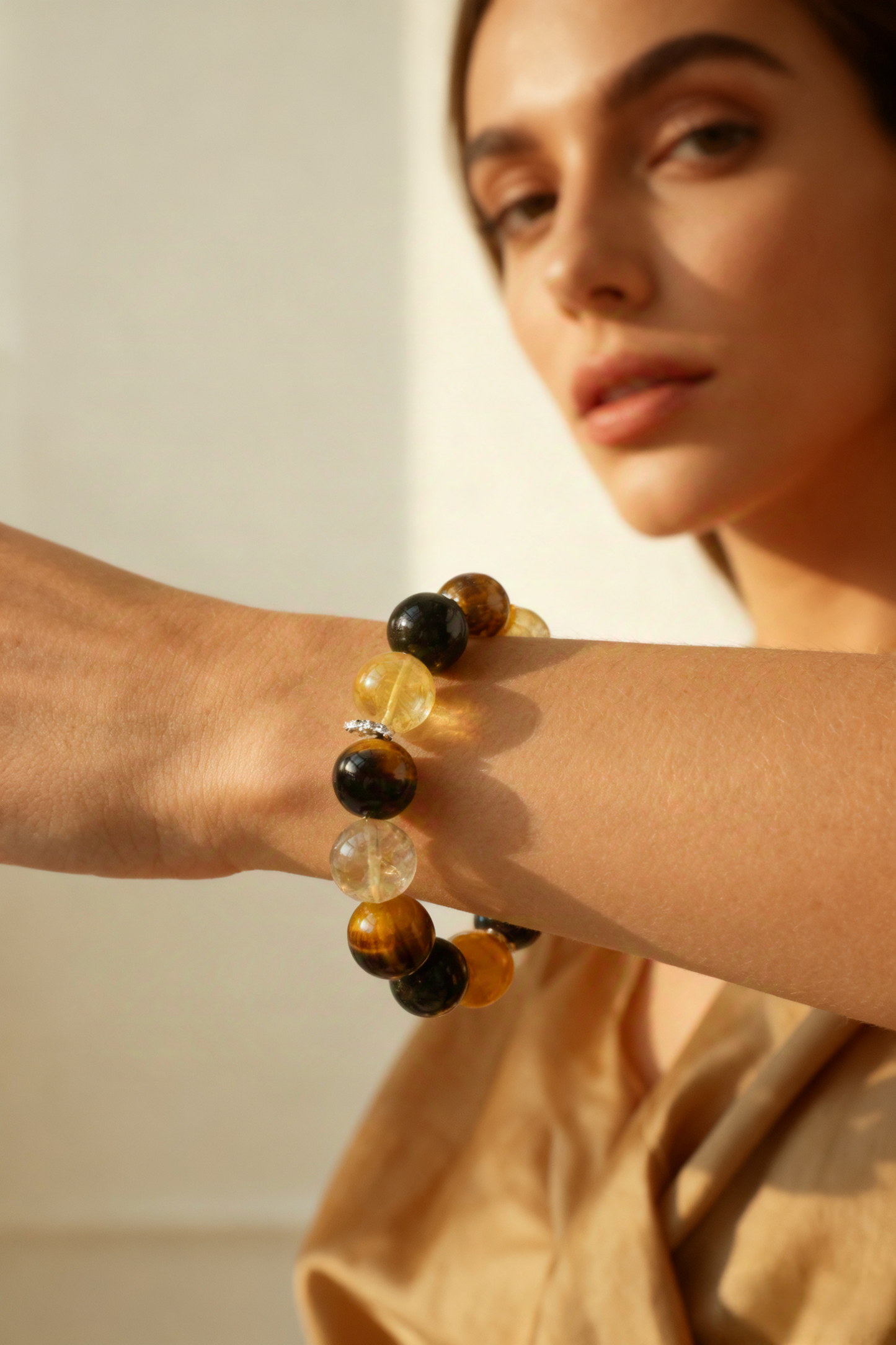 14mm Citrine & Golden Obsidian Grounding Bracelet – Wealth + Protection Combo