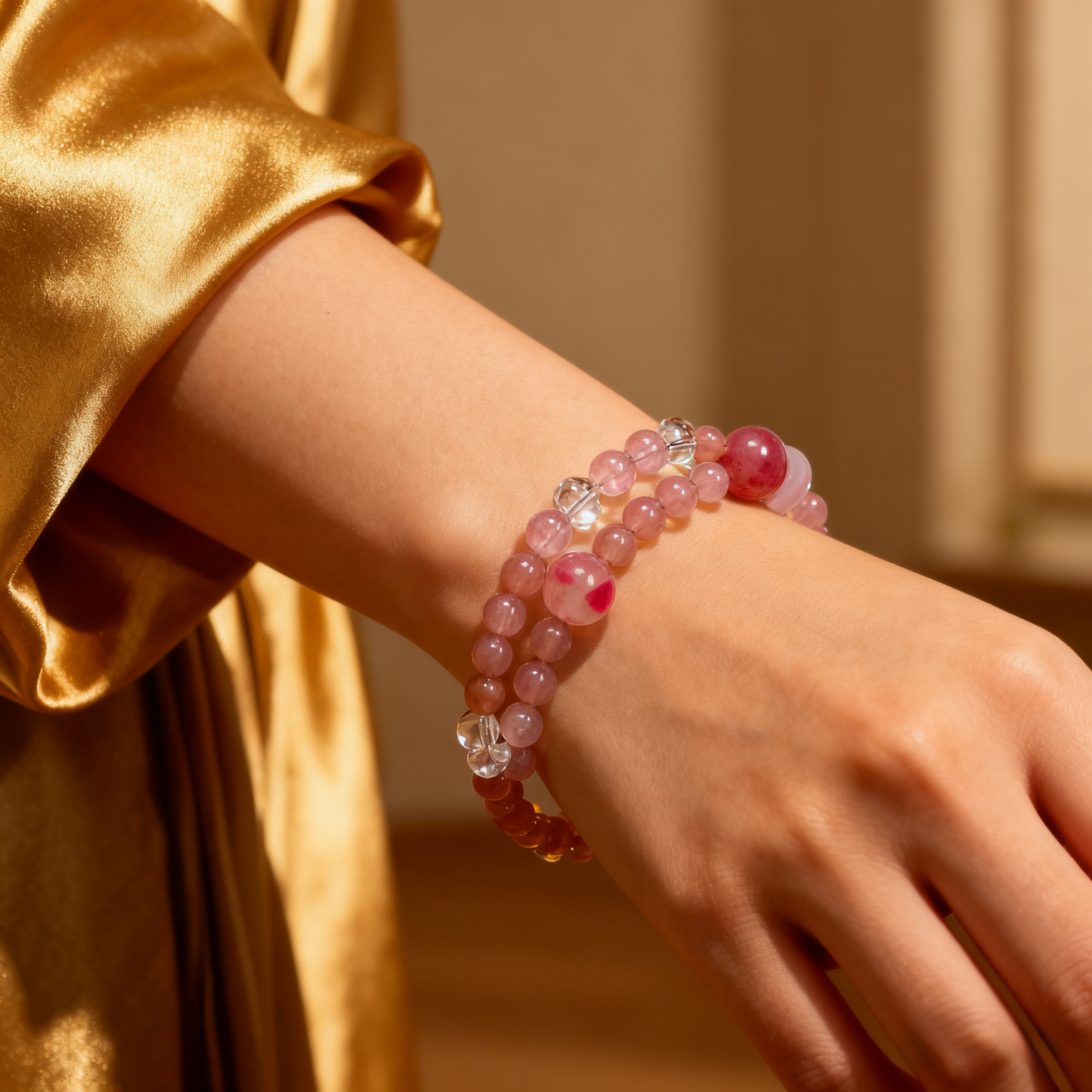 6mm Rose Quartz Zodiac Bracelet – Taurus & Libra Birthstone Crystal